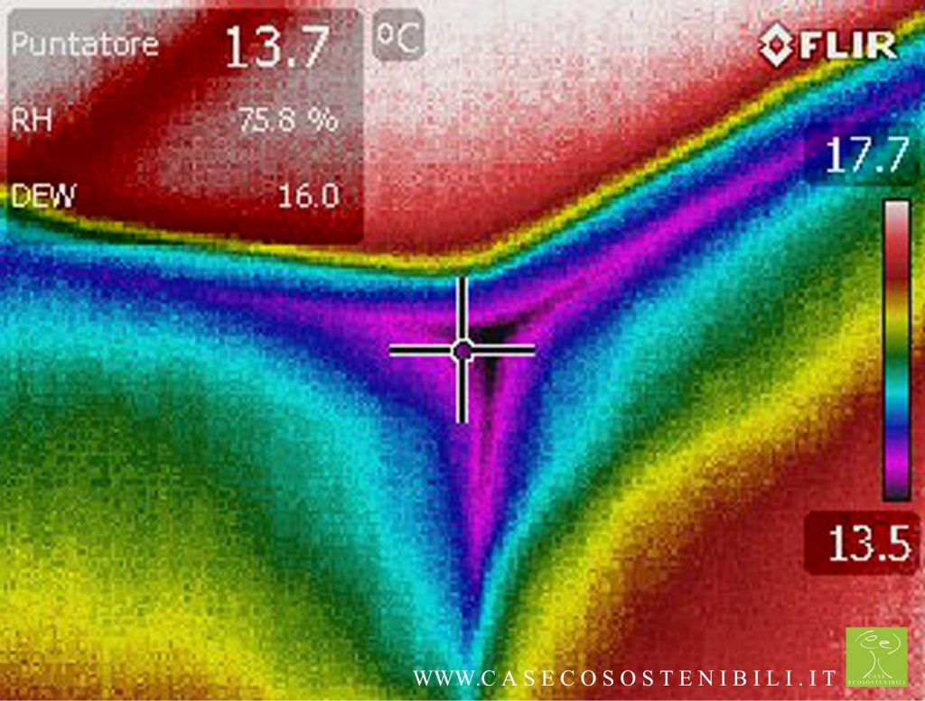 foto nel visibile - indagine termografica per rilevamento problema di muffa